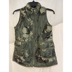 OLD NAVY VEST CAMOUFLAGE Quilted Girl’s XL 14 Camo Pockets Snaps Zipper Youth